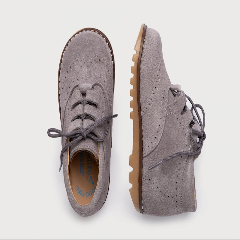 Made in Spain English Suede Leather Bootie EU20-EU25 Grey